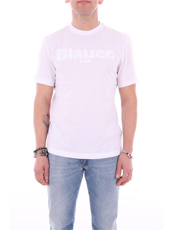 Blauer T-shirt Bianco ottico
